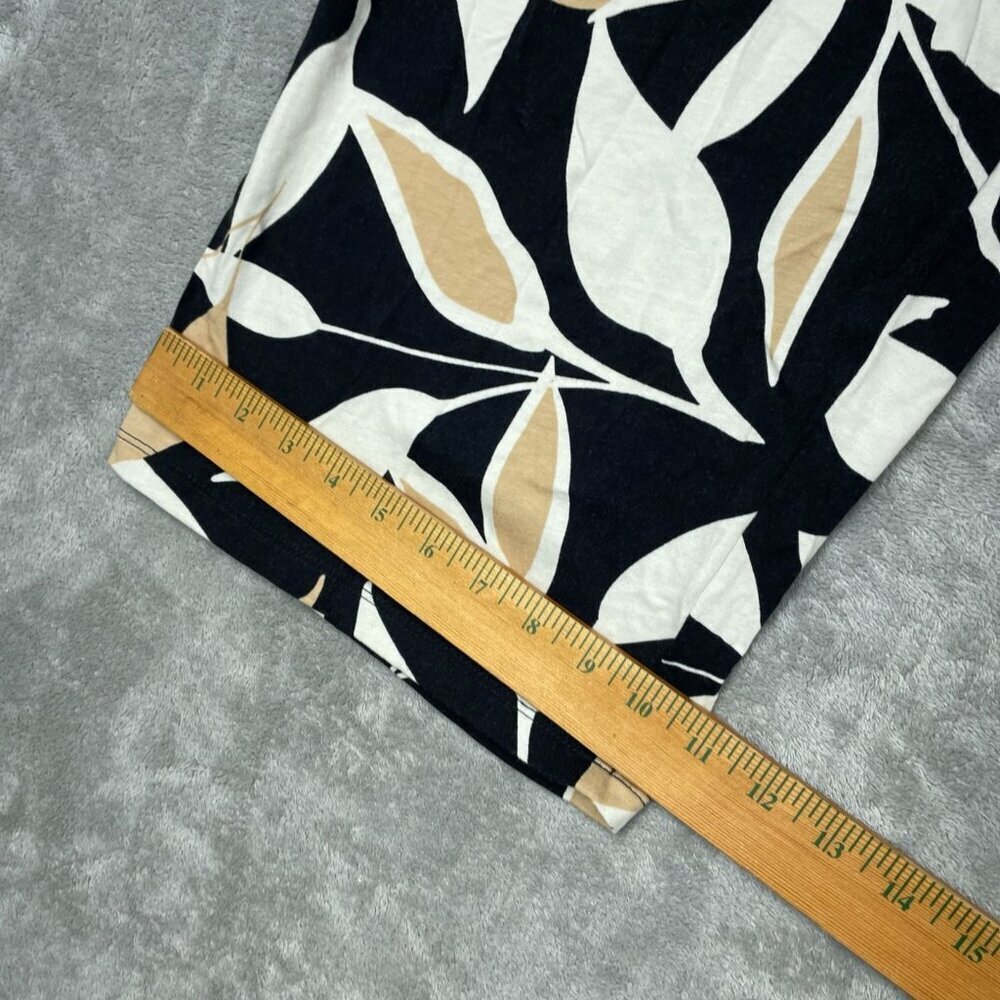 D&Co Beach Womens Leaf Print Capri Pants Black & Beige Size 1XP a1555 - Picture 2 of 9